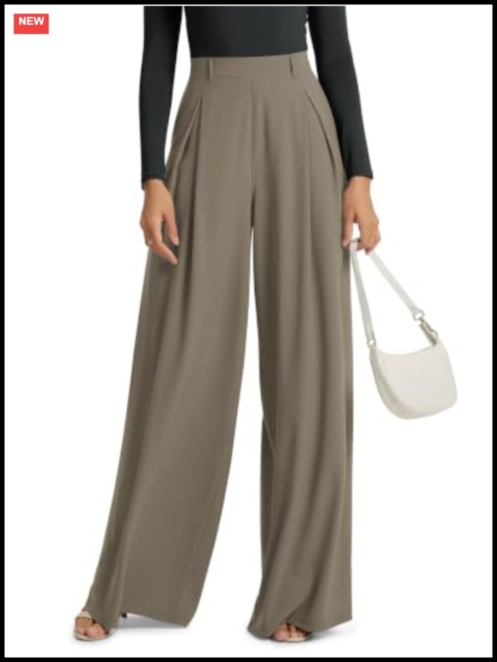 Pleated Wide Leg Pants for Women High Waist Palazzo Trousers with Pockets